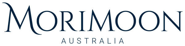 Minimalist Morimoon brand logo in modern black and white style